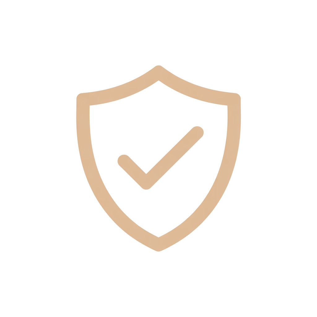 Kilpi-ikoni, jossa on sisällä valintamerkki - kuvaa etäluettavan palovaroittimen tuomaa paloturvallisuutta.