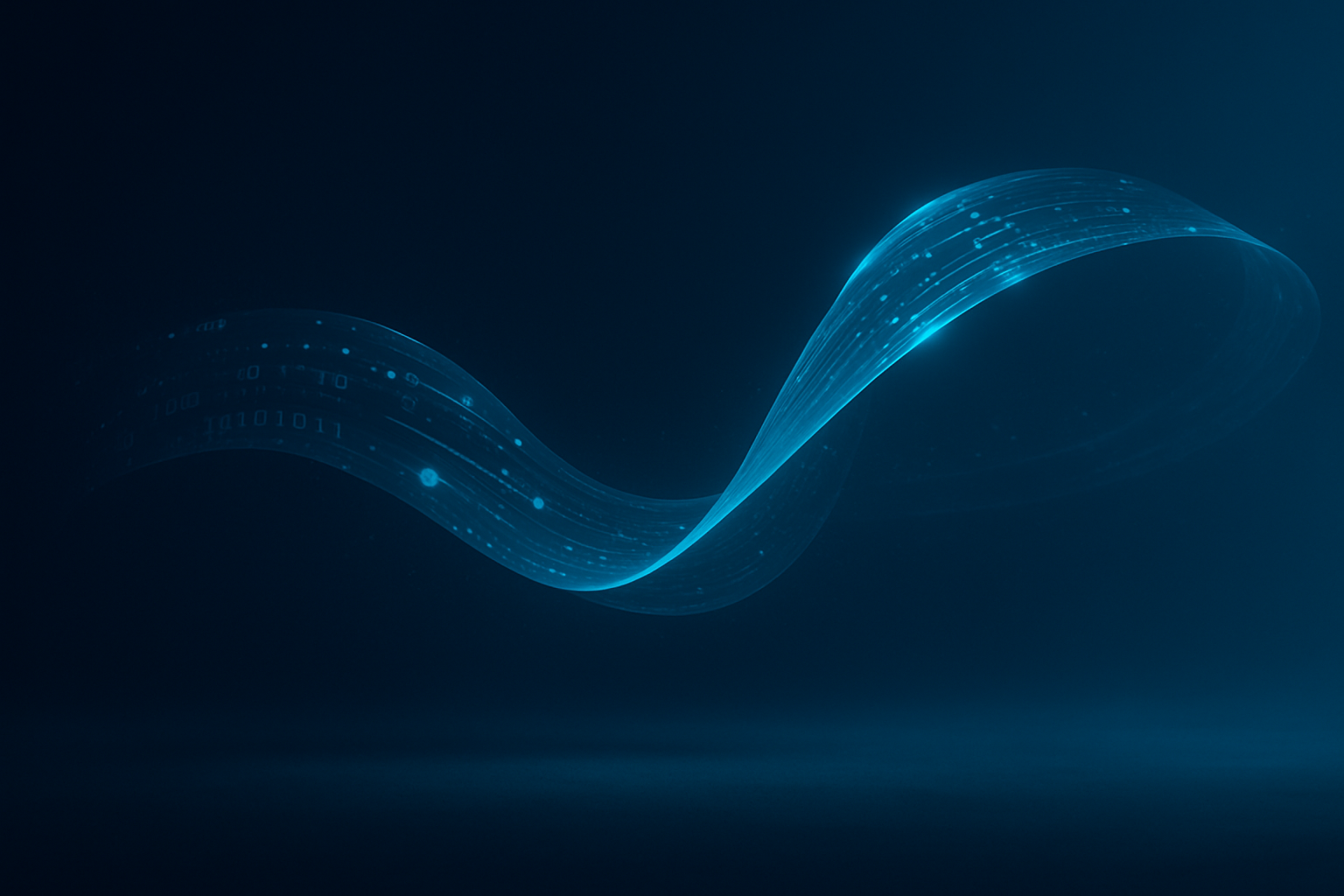 Sininen datavirtaa kuvaava valojuova tummalla taustalla - symboloi etäluettavan palovaroittimen tiedonsiirtoa.